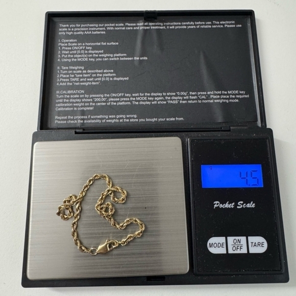 14K Gold Hammered Rope Chain Bracelet - Picture 9 of 9